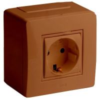 DKC Коробка в сборе с силовой розеткой, коричневая 10482B