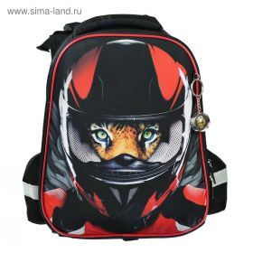 Рюкзак каркасный Hatber Ergonomic 37 х 29 х 17 см, для мальчика, Moto, чёрный/красный