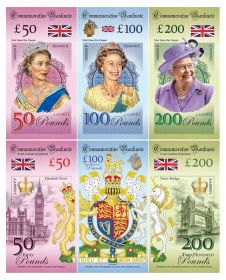 God Save the Queen Elizabeth II— набор 50,100,200 фунтов Великобритания. Памятные банкноты. UNC Oz