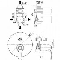 Смеситель для душа Paffoni Flavia FA015 схема 2