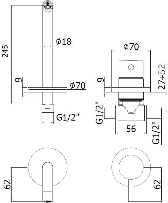 Смеситель для раковины Paffoni Light LIG007 70 схема 13