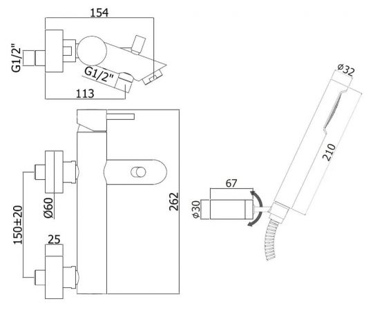 Смеситель для ванны Paffoni Light LIG023 схема 8