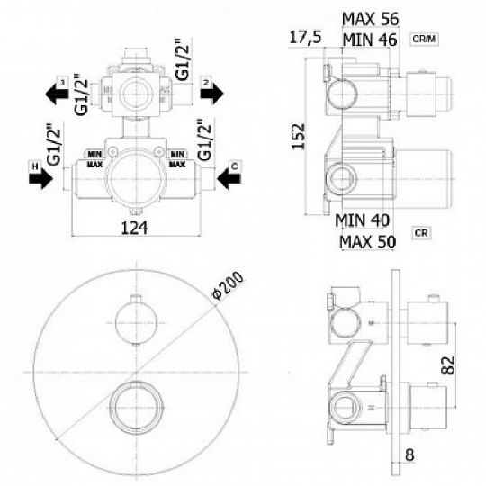 Смеситель для душа Paffoni Light LIQ018 схема 7