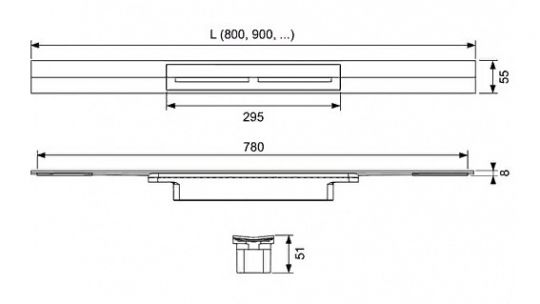 Душевой лоток Tece Drainprofile 80 6708 с решеткой PVD схема 38