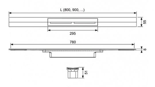 Душевой лоток Tece Drainprofile 80 6708 с решеткой PVD схема 48