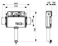 Смывной бачок Tece Profil 9041308 для напольного унитаза без кнопки смыва схема 2