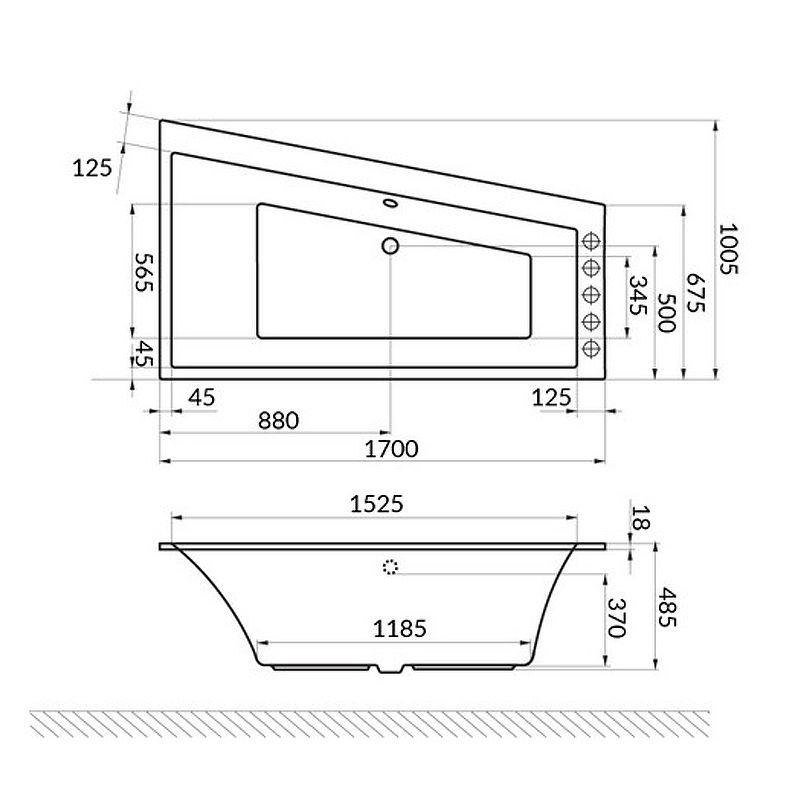 Акриловая ванна Excellent Sfera Slim 170x100 R WAEX.SFP17WHS без гидромассажа схема 6