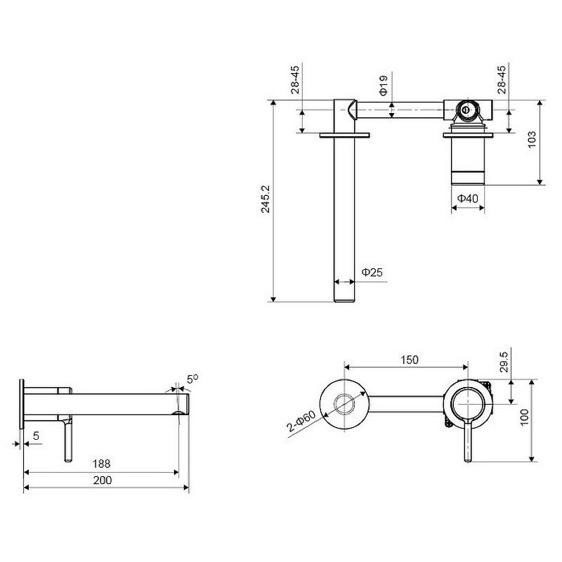 Смеситель для раковины Excellent Pi Arex AREX.1214 схема 2