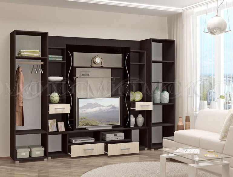 Гостиная Галактика (Дуб венге/Дуб беленый)