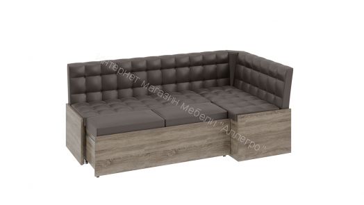 Скамья угловая со спальным местом «Форест» (Дуб Сонома трюфель/Кожзам коричневый)