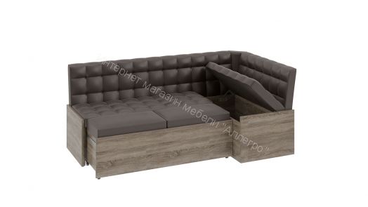 Скамья угловая со спальным местом «Форест» (Дуб Сонома трюфель/Кожзам коричневый)