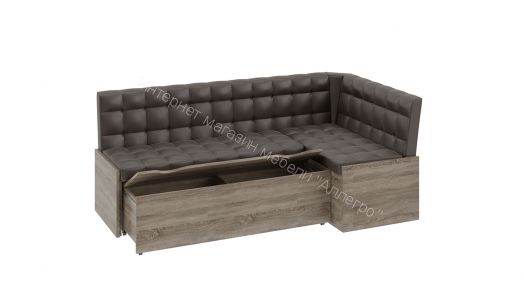 Скамья угловая со спальным местом «Форест» (Дуб Сонома трюфель/Кожзам коричневый)