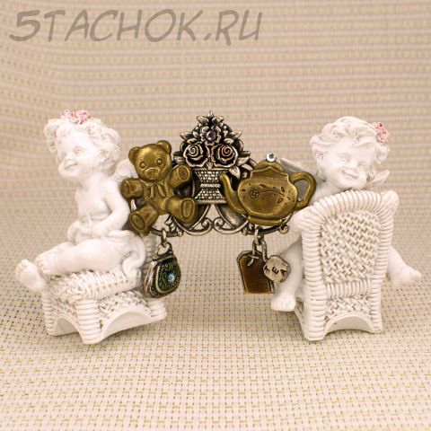 Брошь "Чаепитие с мишуткой" (США)