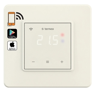 Сенсорный программируемый терморегулятор для теплого пола Terneo SX c Wi-Fi, 16 А/3000 Вт, бежевый