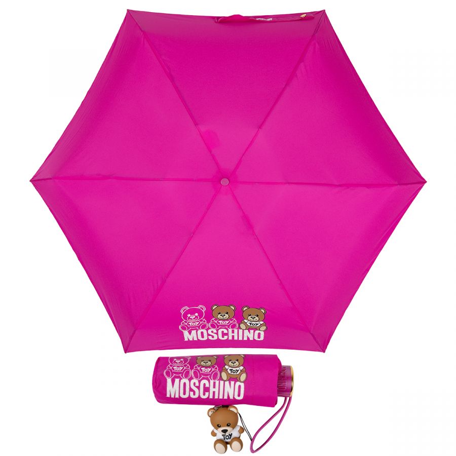 Зонт складной Moschino 8061-SuperminiJ Bear Scribbles Fuxia