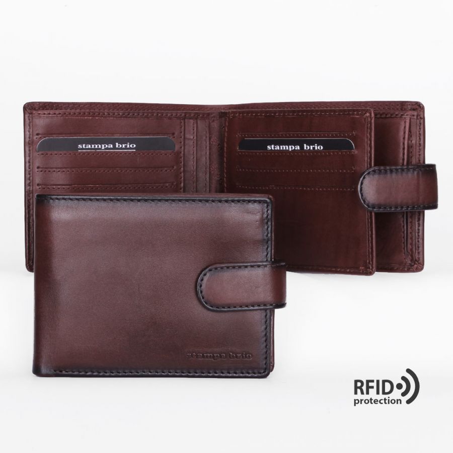 Портмоне с отделением на молнии и RFID защитой Stampa Brio 630-R-6717DKT BROWN