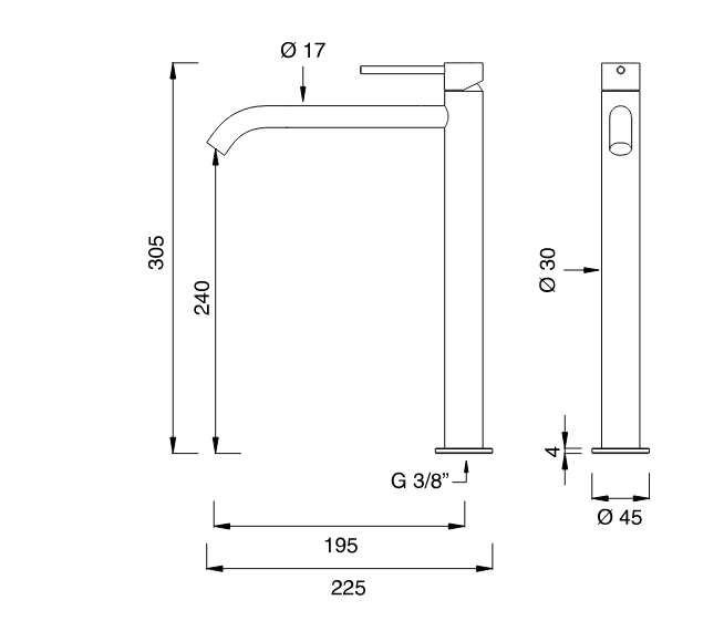 Однорычажный смеситель для раковины Cea Design GASTONE GAS 03 схема 2