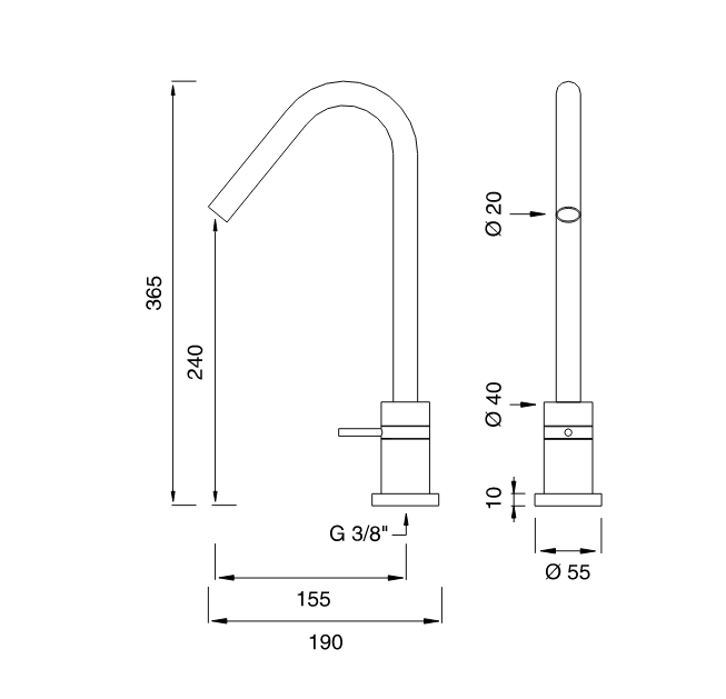 Прогрессивный смеситель для раковины Cea Design GRADI GRA 05 схема 2