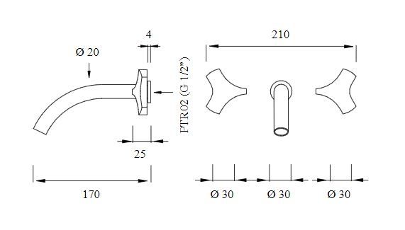 Двухвентильный смеситель для раковины Cea Design ZIQQ ZIQ 08 схема 2