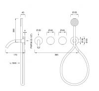 Двухвентильный смеситель для ванны Cea Design GIOTTO PLUS GIO 94 схема 2