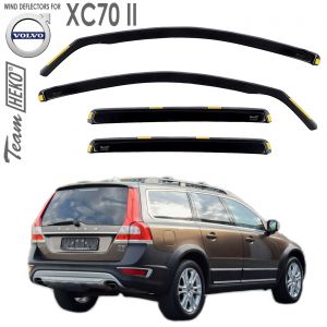 Дефлекторы ветровики Volvo XC70 II для стекол боковых окон вставные Heko - арт 31255