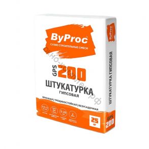 ByProc Штукатурка гипсовая стандартная GPS-200, 30 кг, шт. код:068061 ПОД ЗАКАЗ