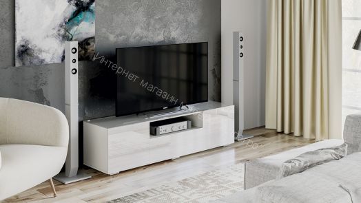 Тумба для ТВ «Glance» тип 1 (Белый/Стекло белый глянец)