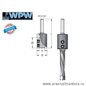 Переходник для сверла присадочного на круглый Длина 55 мм хвостовик 10 мм WPW TA10007