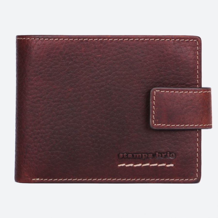 Кожаное портмоне с отделением на молнии с RFID защитой Stampa Brio 659-R-6737PF Brown BGS