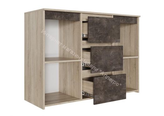 Комод Милано-3 Дуб Сонома светлый - Ателье тёмный