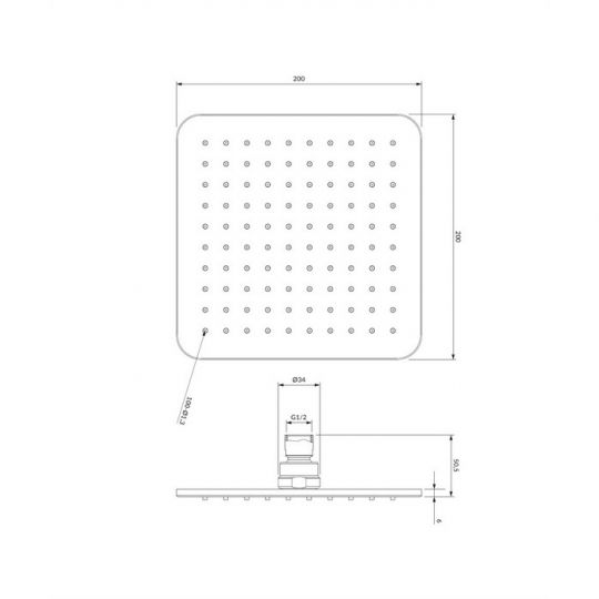 Верхний душ OMNIRES 20х20 см WG220 схема 6