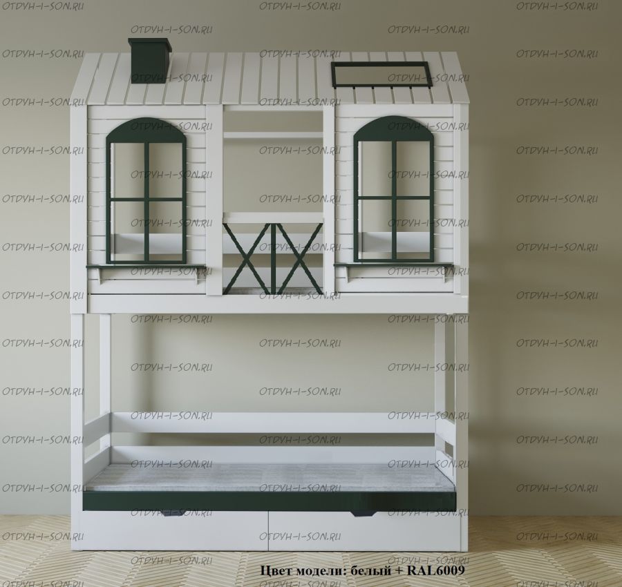 Кровать двухъярусная Домик Felicia №3D