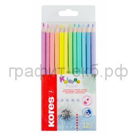 Карандаши цв.12цв.Kores Kolores Pastel 3х-гранные 93311