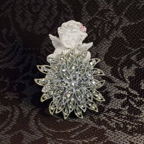 Брошь "Хризантема" цвет серебра (США)