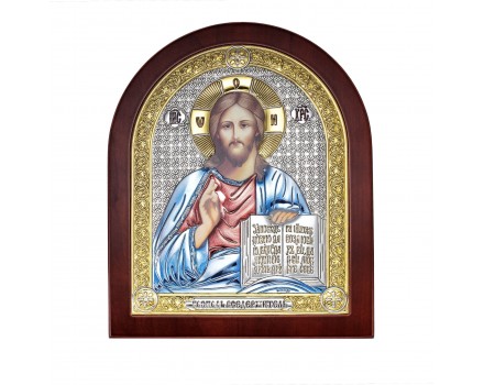 Серебряная икона Иисус Христос Спас Вседержитель (Италия)