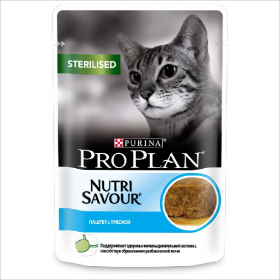 Влажный корм для стерилизованных кошек Pro Plan Nutrisavour паштет с треской 85 гр