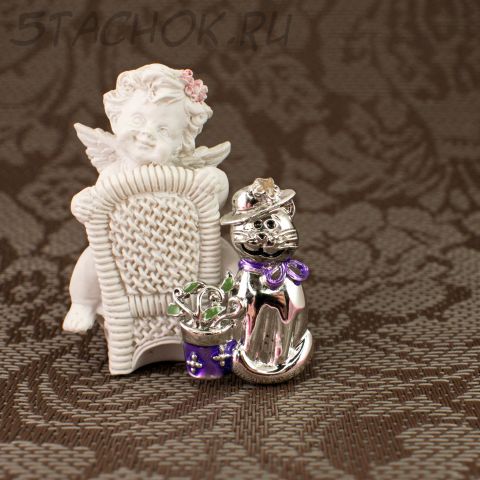 Брошь "Кошка в шляпке и цветком" (Danecraft США)
