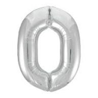 Цифра "0" фольгированная (40/102) Slim Серебро