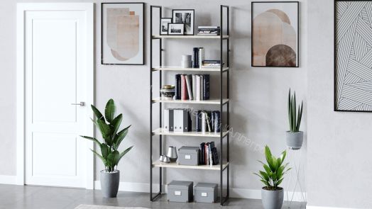 Стеллаж «Лофт» Тип 1 (800) Черный/Дуб крафт белый