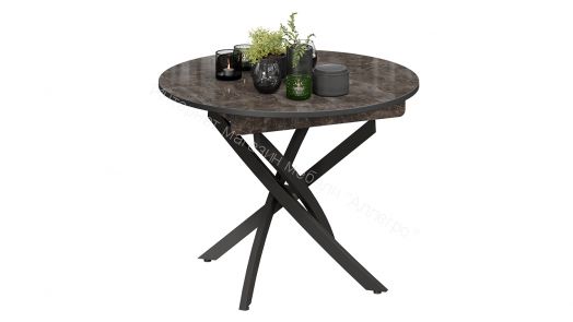 Стол обеденный «Diamond» Тип 3 (Черный муар/Ателье темный глянец)