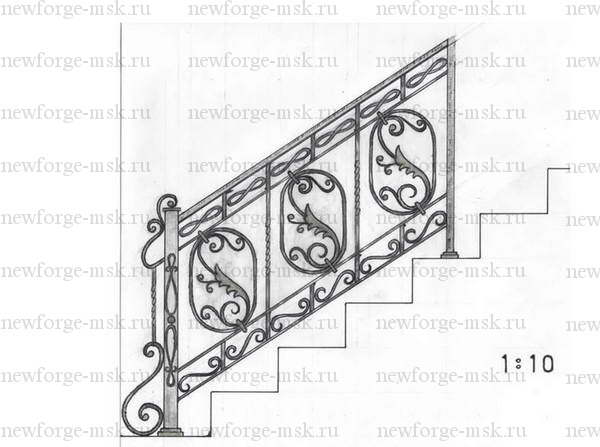 Эскиз: Кованое ограждение для лестницы 6 (эскиз)