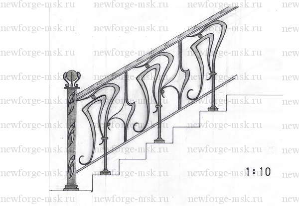 Эскиз: Кованое ограждение для лестницы 9 (эскиз)