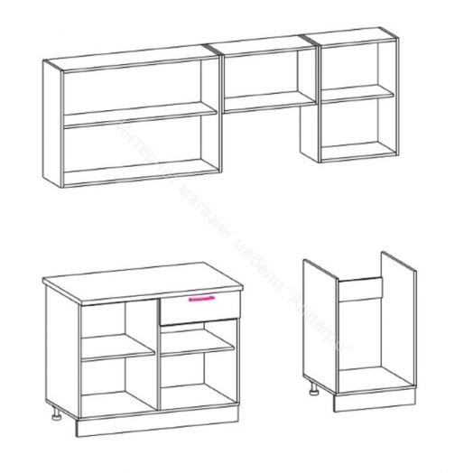 Кухонный гарнитур Риал 2К-107-красный 2100
