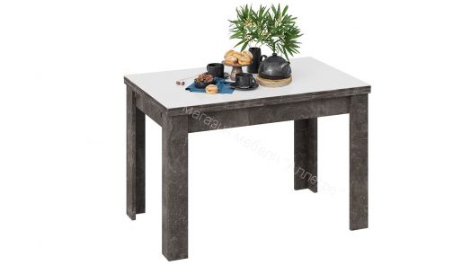 Стол обеденный «Норман» тип 1 (Ателье темный/Стекло белый глянец)