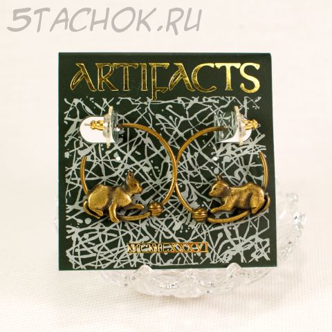 Серьги-кольца "Котята и мячики" (JJ США)