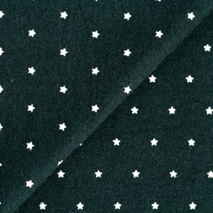 Хлопок теплый Мелкие звезды на темно-зеленом 50х37 см.