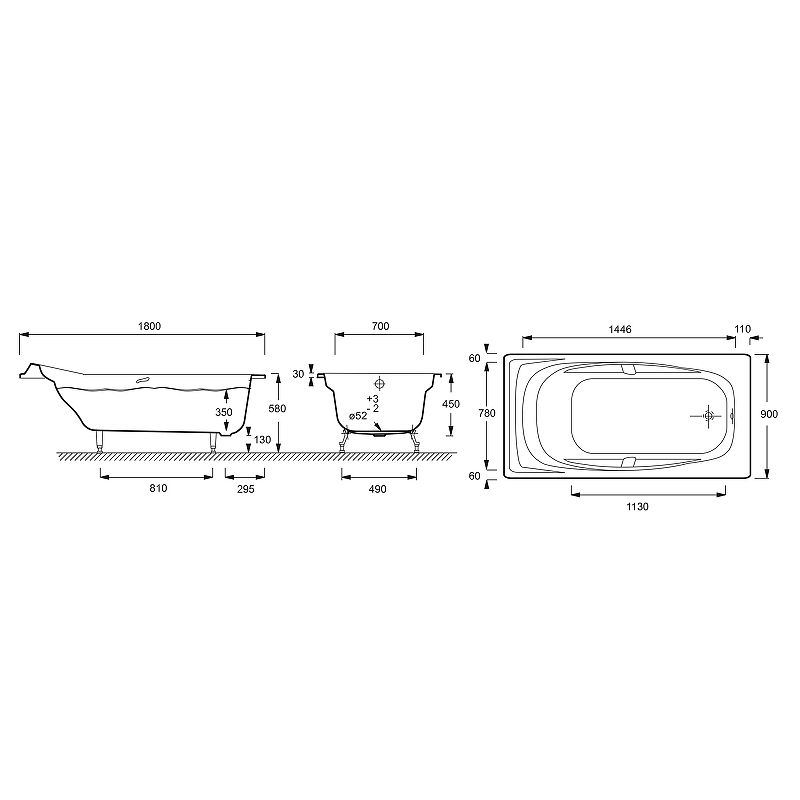 Ванна из чугуна Jacob Delafon Super Repos 180x90 E2902-00 с ручками ФОТО