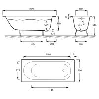 Чугунная ванна Jacob Delafon Soissons 170x70 E2921-00 схема 3