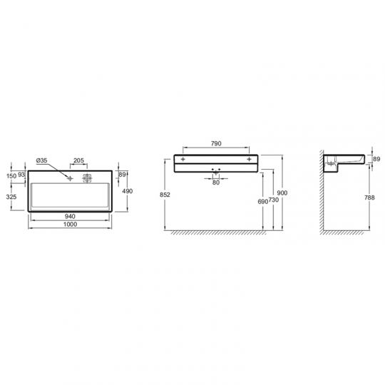Раковина Jacob Delafon Terrace 100 EXC112-00 схема 7