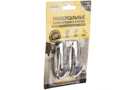 Крючок самокл. AVIORA унив. 2шт хром (3х5см) на блистере 302-166